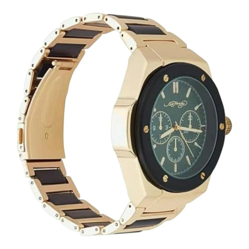 ED HARDY Men's Brushed Gold-Tone Metal Bracelet Watch 52mm - Picture 3 of 7